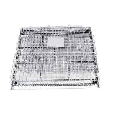 Folding wire mesh container rolling  storage cage